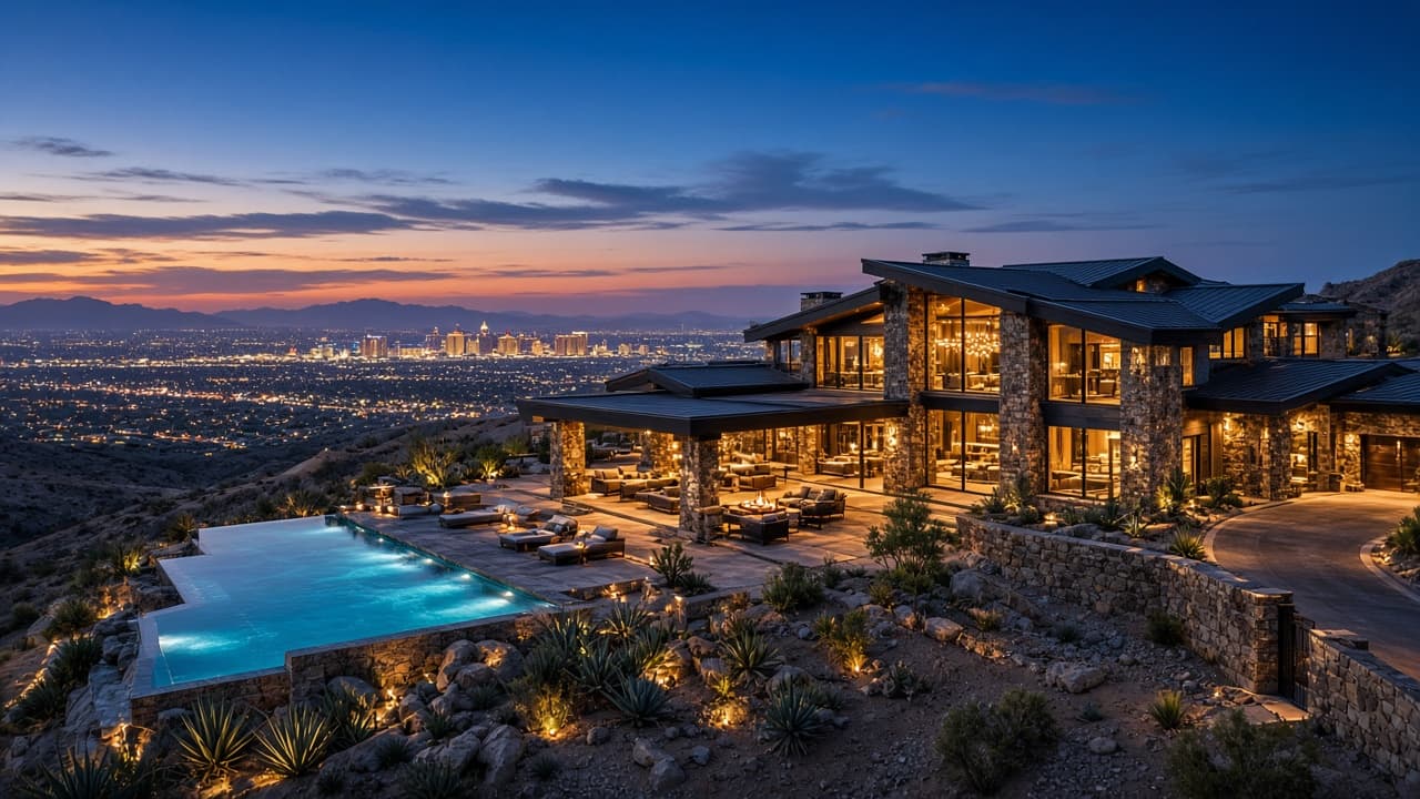 Luxury Nevada estate with mountain backdrop in the Las Vegas Valley