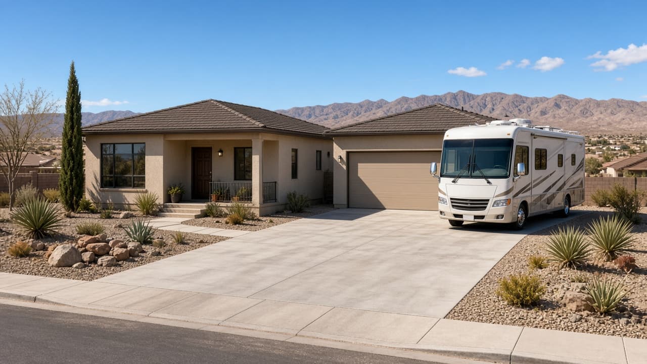 Las Vegas Valley home with RV garage and recreational vehicle parking