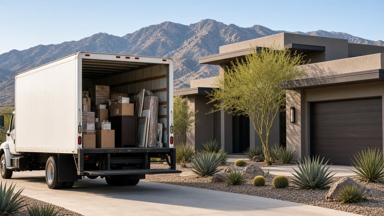 Moving truck at a Las Vegas Valley home for sellers relocating in or out of Nevada