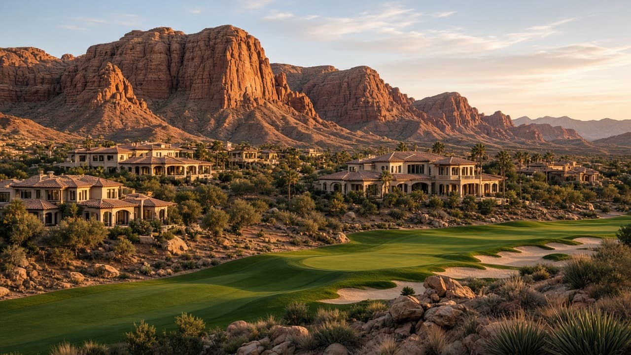 Red Rock Country Club Summerlin golf-course homes at the foot of Red Rock Canyon