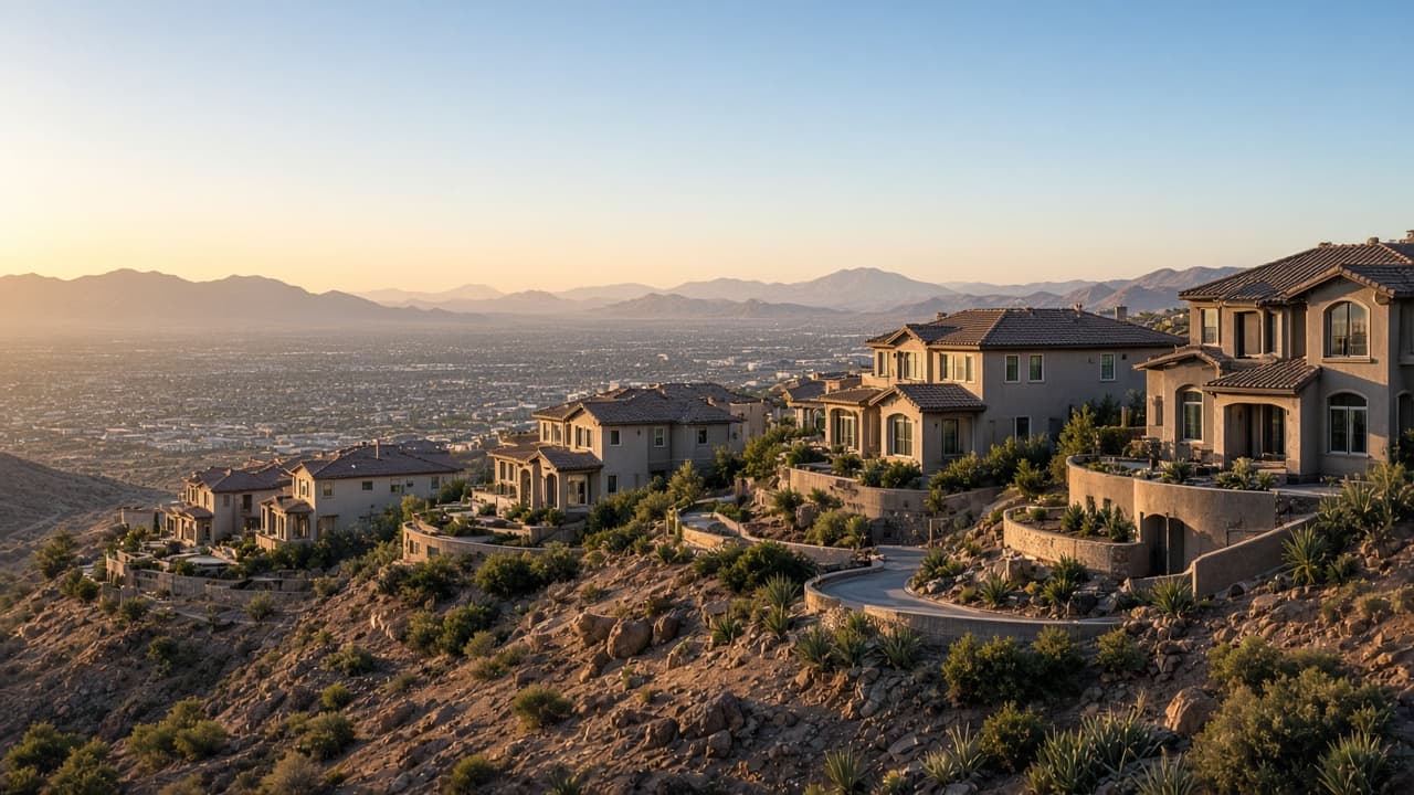 Seven Hills Henderson hillside homes with Las Vegas Valley views