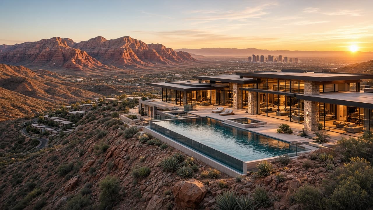 The Ridges Summerlin luxury estate with Red Rock and valley views