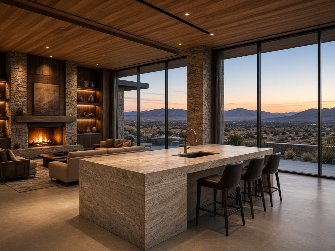Luxury Nevada great room with desert mountain views — Luxury service, practical process
