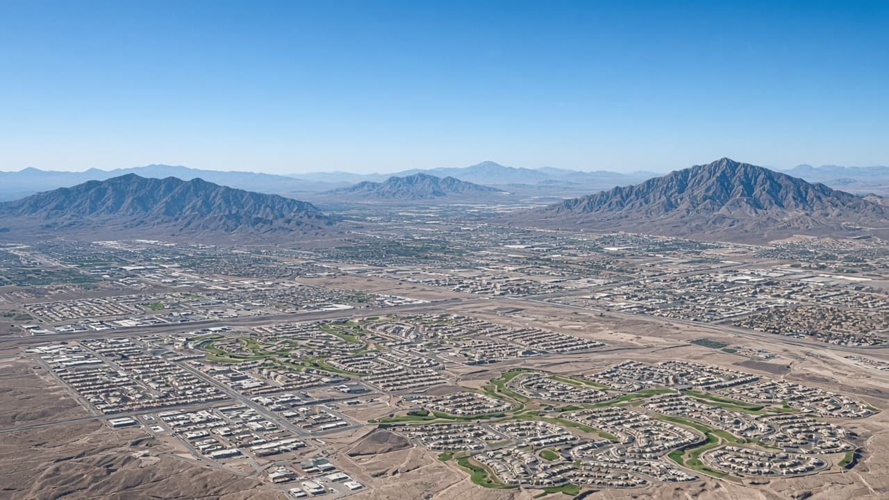 Las Vegas Valley aerial covering Henderson Summerlin and North Las Vegas — Areas We Serve